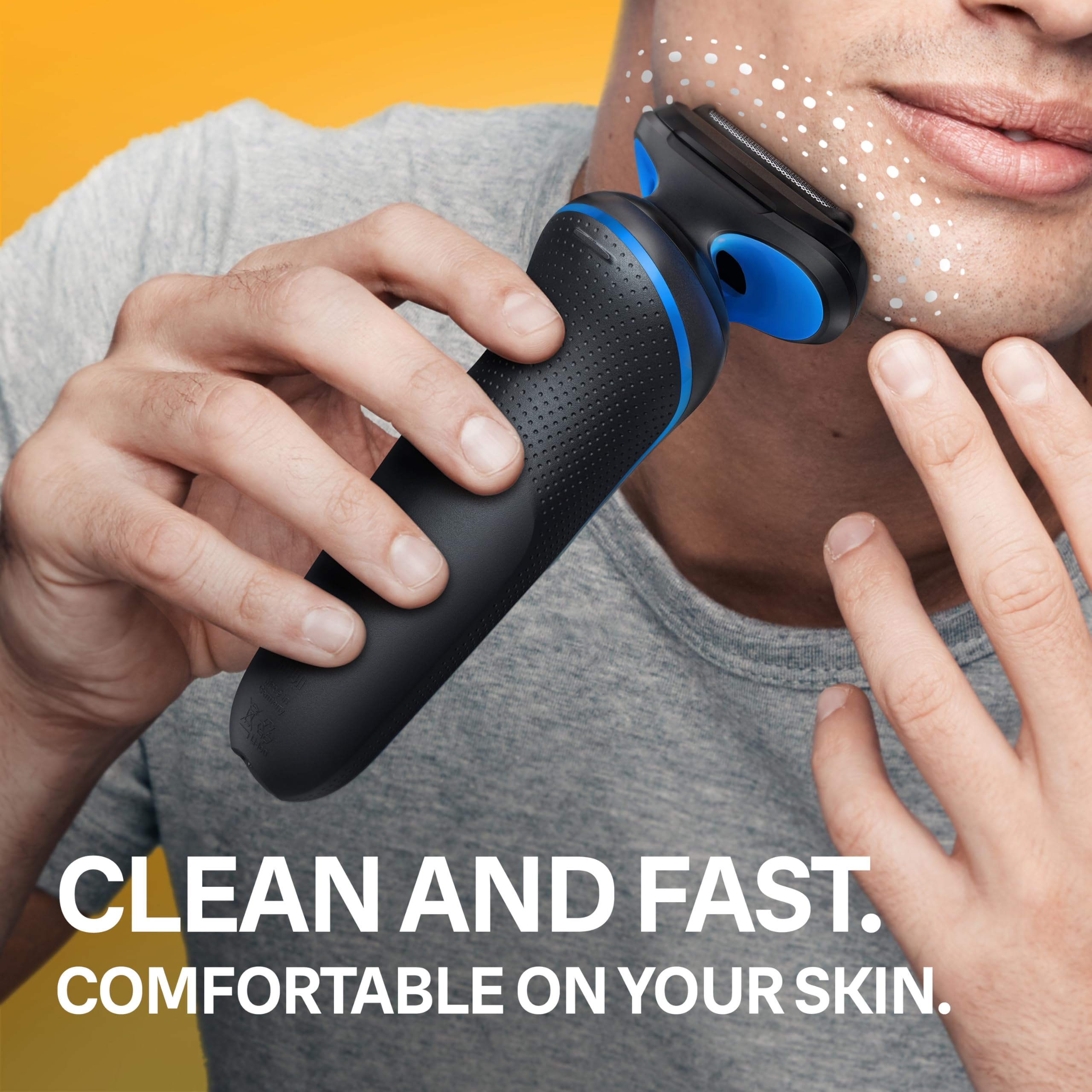 Braun Series 5 5150cs Men's Electric Shaver - Wet & Dry Foil Shaver with Turbo Mode, Beard Trimmer & Body Groomer - Includes Charging Stand (Blue) - Perfect for Travel, Home Use & Quick Shaving