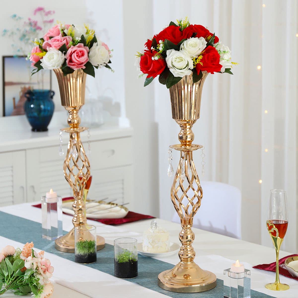 10Pcs Gold Wedding Flower Stand Centerpieces for Tables - 23.2in Tall Floral Vase Stands for Party, Birthday, Home Decor - Perfect for Wedding Receptions, Anniversary Celebrations & Event Table Decorations