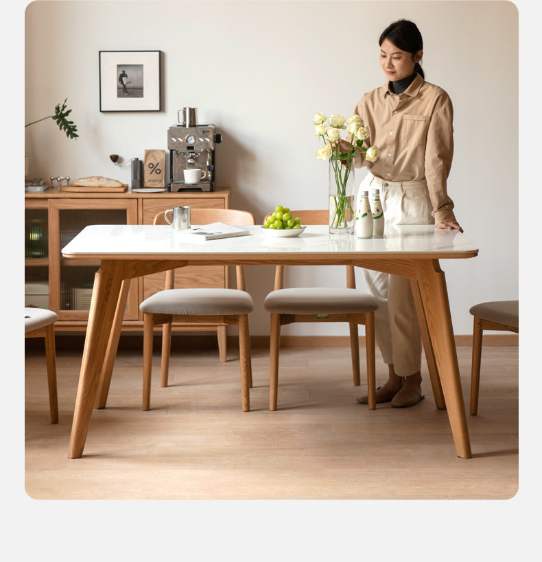Solid Oak Wood Modern Rocking Dining Table - Perfect for Farmhouse, Rustic & Contemporary Dining Rooms