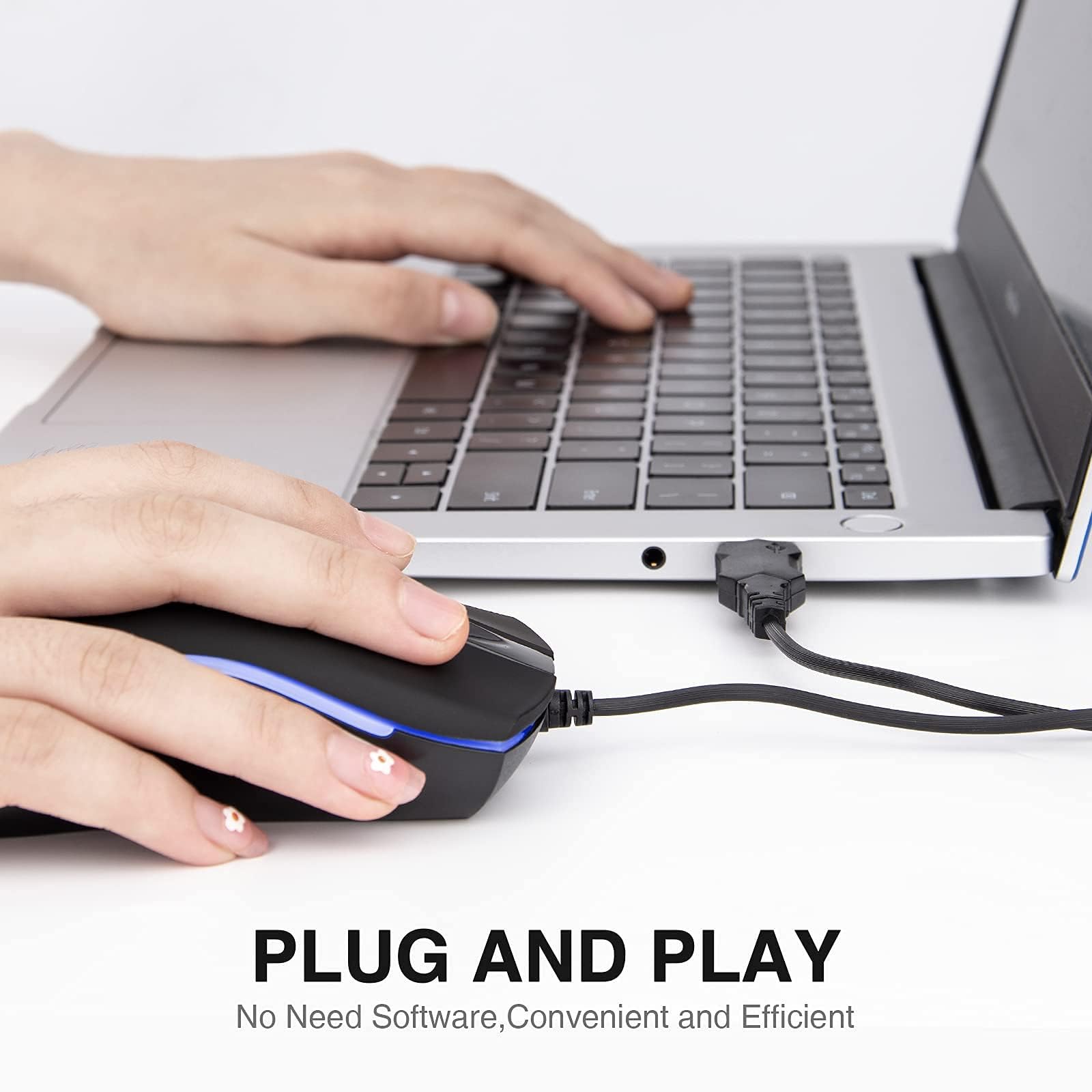 Rii RM105 RGB Wired Mouse - Ergonomic USB Optical Mouse for PC, Laptop & Chromebook - Gaming & Office Use