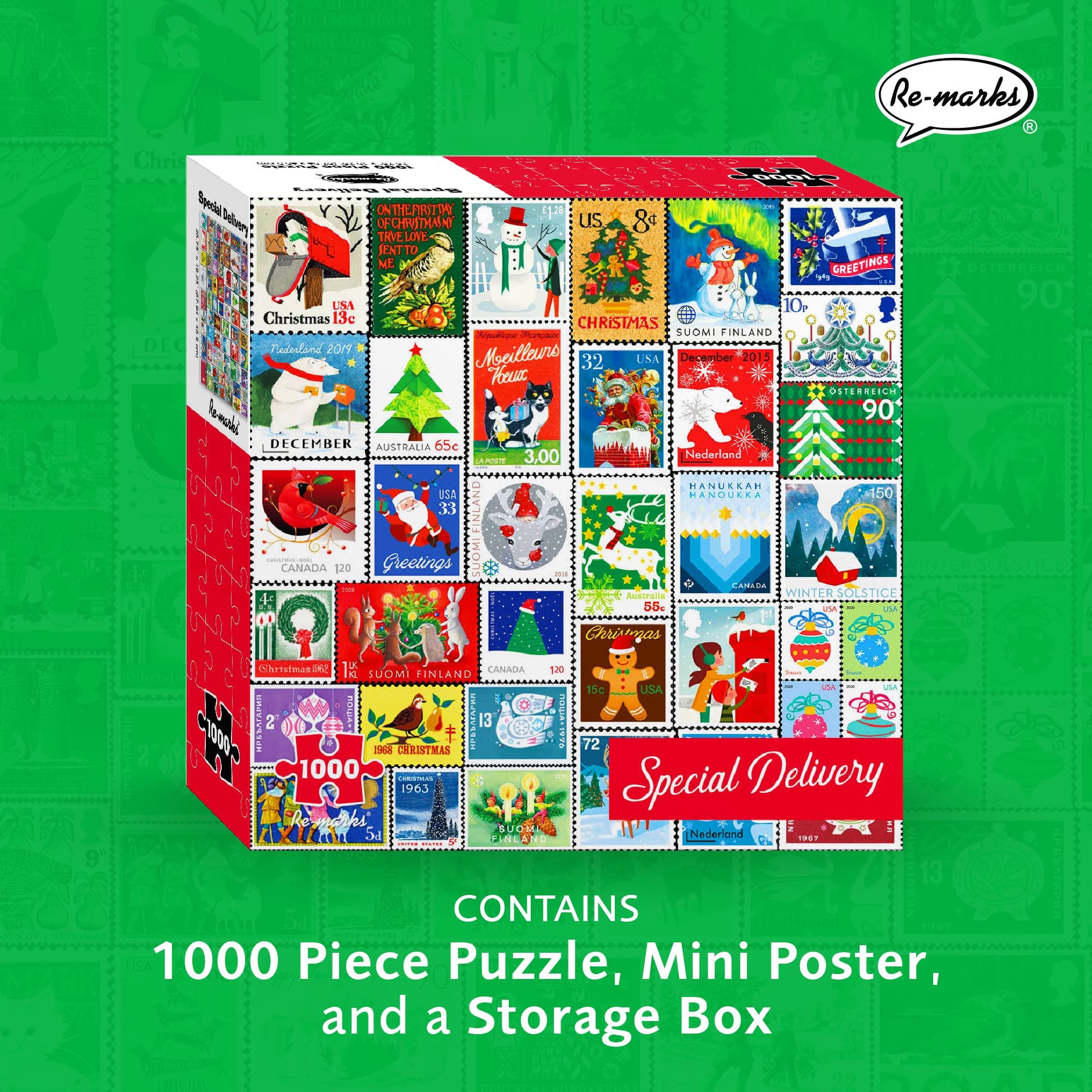 Re-marks Special Delivery 1000-Piece Christmas Jigsaw Puzzle - Festive Collage Puzzle for Adults & Families - Perfect Holiday Activity & Gift for Puzzle Lovers