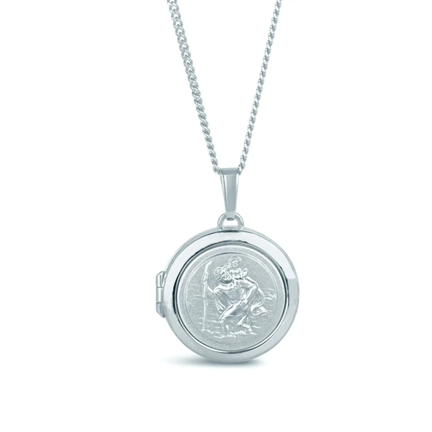 St Christopher Pendant Necklace for Men - Sterling Silver Religious Jewelry with Photo Insert - Perfect for Travel Protection & Gifts