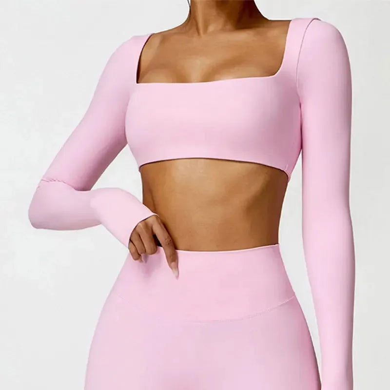 Women's Long Sleeve Yoga Top - Breathable Workout Shirt for Running, Gym & Outdoor Fitness | Moisture Wicking Push Up Training Tee for Yoga & Active Lifestyle