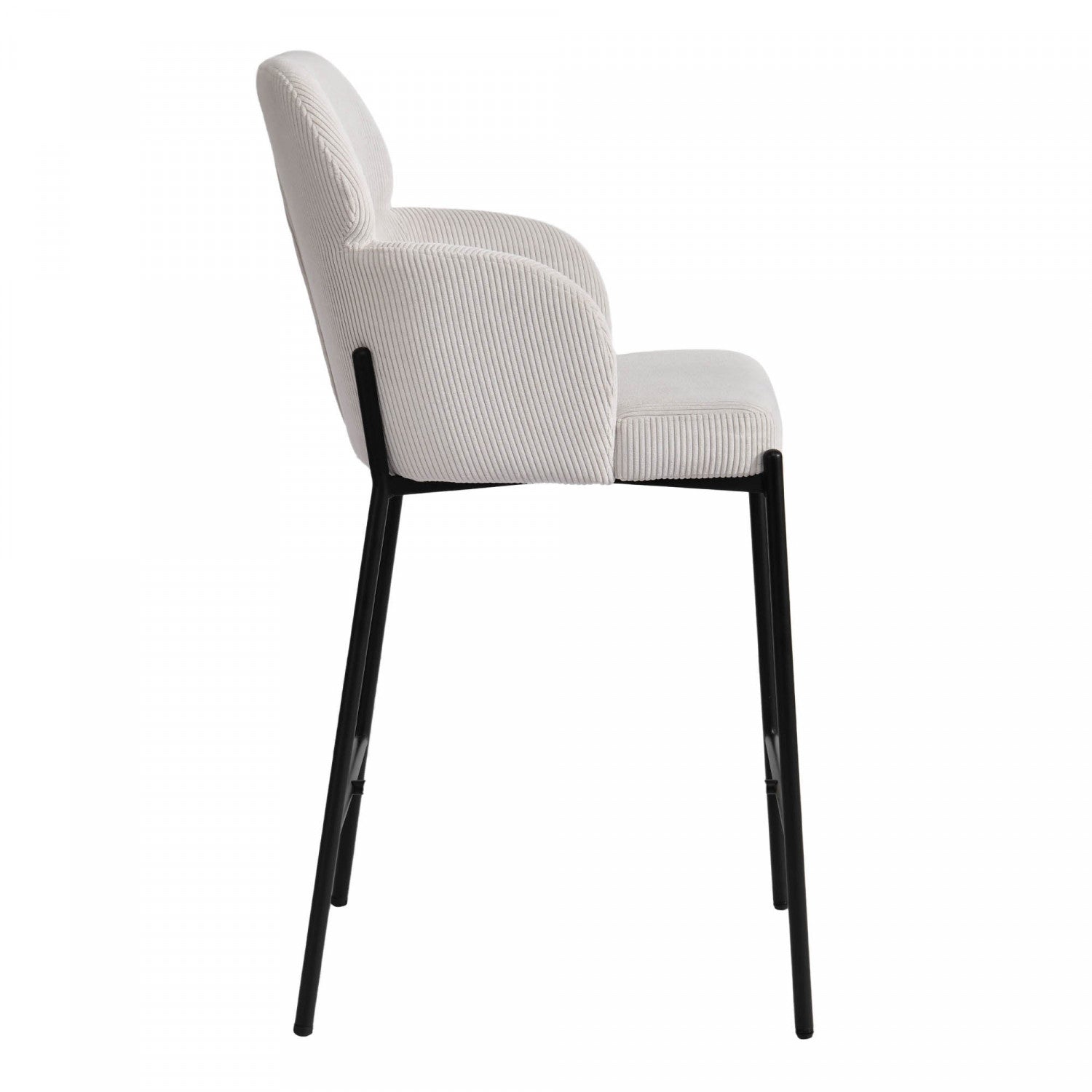 Celon Counter Stool Set of 2 - White Corduroy Upholstered Bar Stools for Kitchen Island, Breakfast Nook & Home Decor