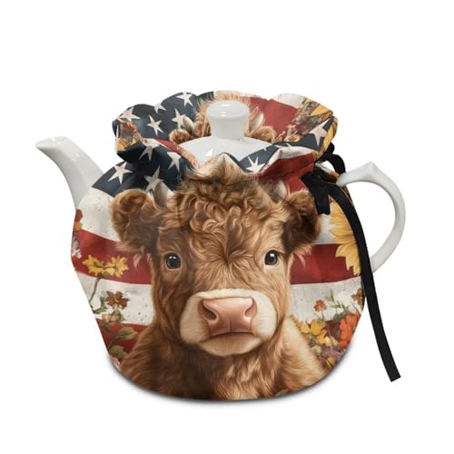 Highland Cow American Flag