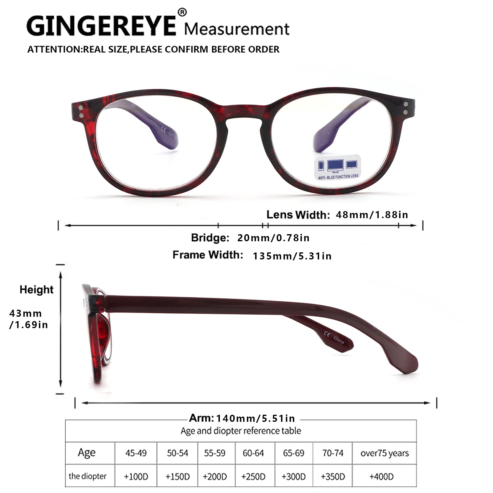 Blue Light Blocking Reading Glasses for Computer Use - Anti Eye Strain Glasses with Spring Hinge - Perfect for Office Work, Gaming & Screen Time