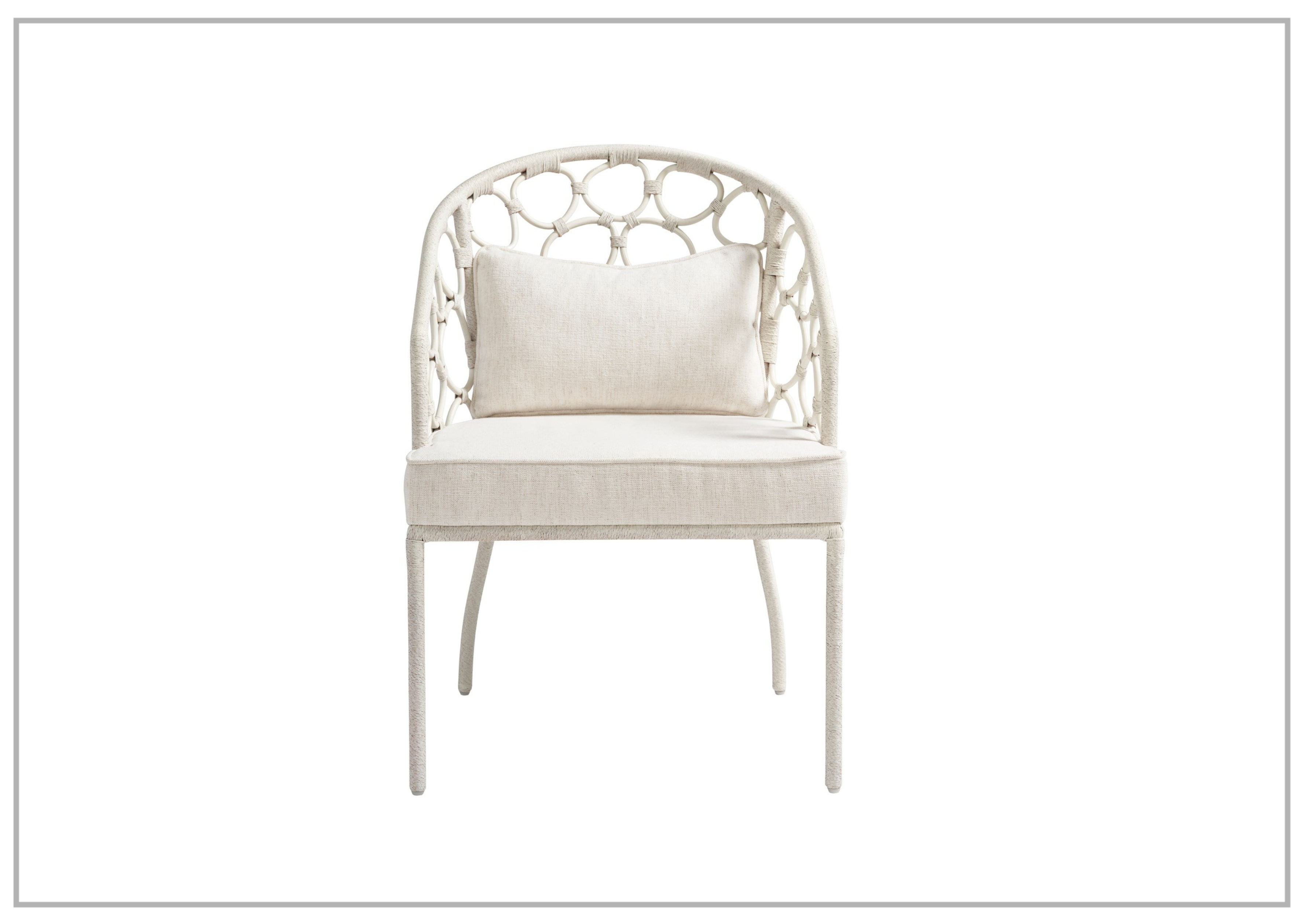 Universal Furniture Weekender Pebble Dining Chair with White Rattan Finish - Modern Rattan Accent Chair for Dining Room, Kitchen, Patio & Outdoor Use