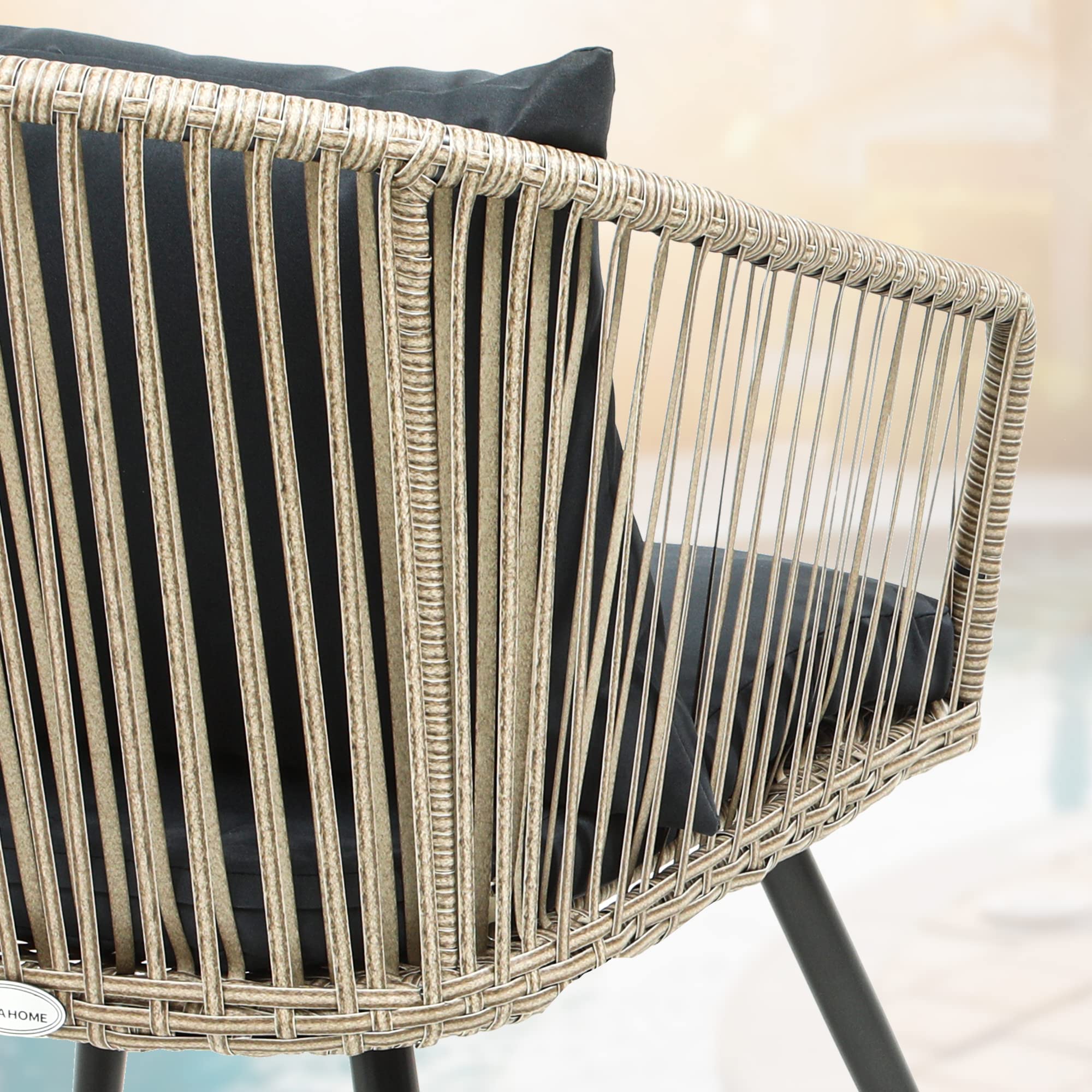 YITAHOME 3-Piece Outdoor Patio Furniture Set - All-Weather Wicker Bistro Chairs with Cushions & Glass Side Table - Gray Rattan Conversation Set for Backyard, Balcony, Deck - Perfect for Relaxing, Entertaining & Outdoor Dining