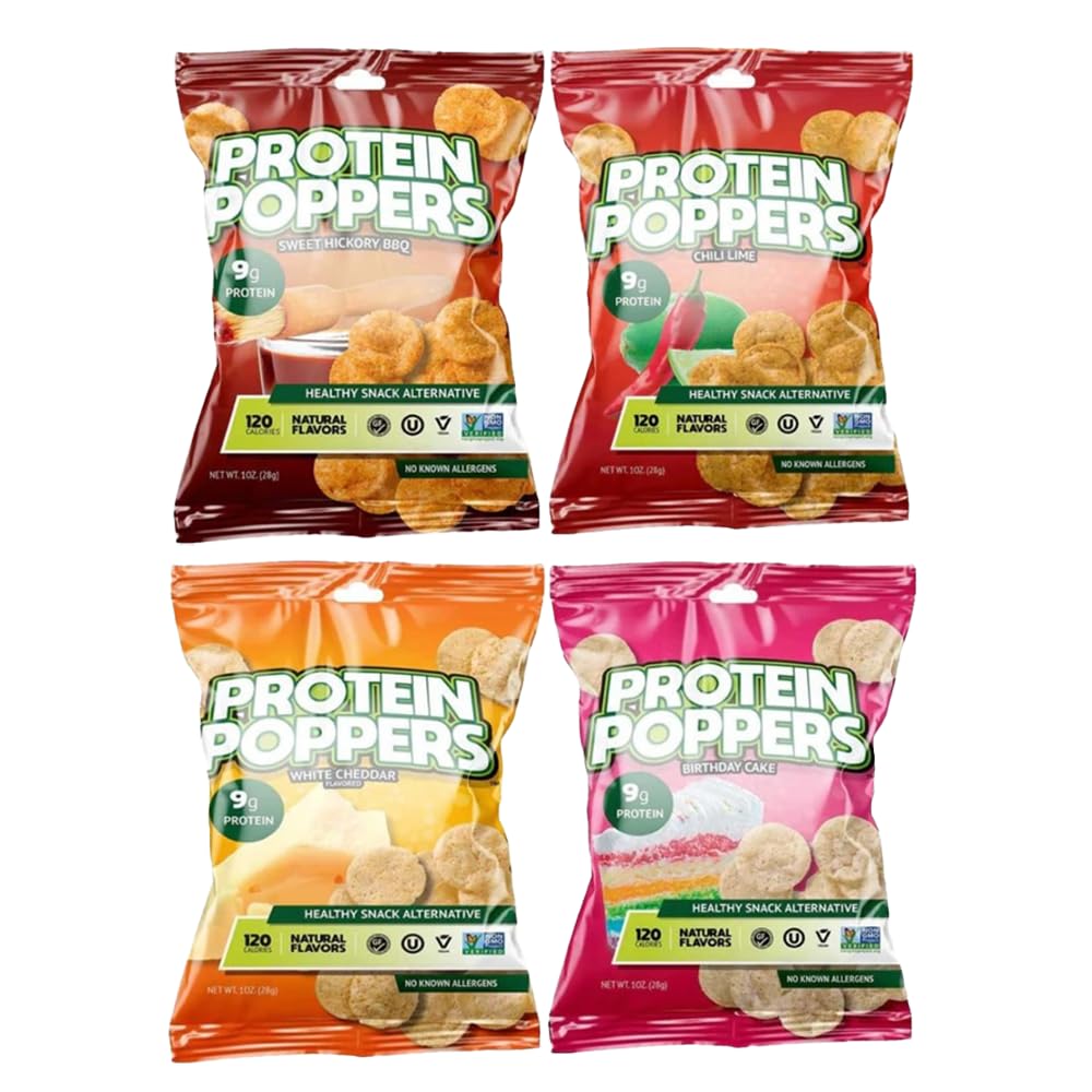 Protein Popper Chips - Gluten Free, Low Carb, High Protein Snacks - 10 Count Variety Pack - Perfect for Keto Diet, Gym Workouts & Healthy On-The-Go Snacking