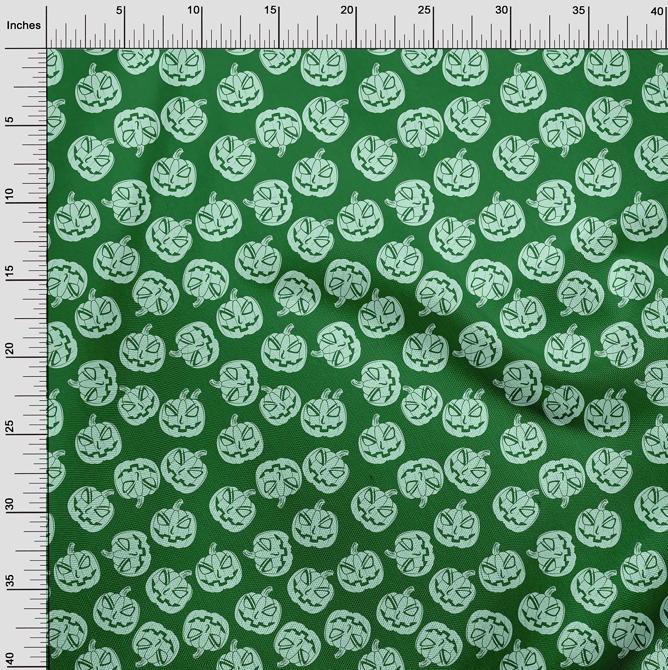 oneOone Rayon Green Halloween Fabric - 56 Inch Wide Printed DIY Sewing Material for Costumes, Dresses & Home Decor | Premium Quality by The Yard