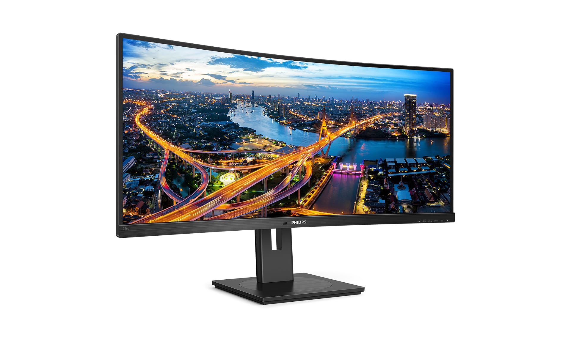 Philips 346B1C 34-Inch WQHD Curved USB-C Docking Monitor with Height Adjustment (3440x1440, 100Hz, HDMI, DisplayPort, USB-C, RJ45, USB Hub) - Black | Perfect for Home Office, Gaming & Multitasking