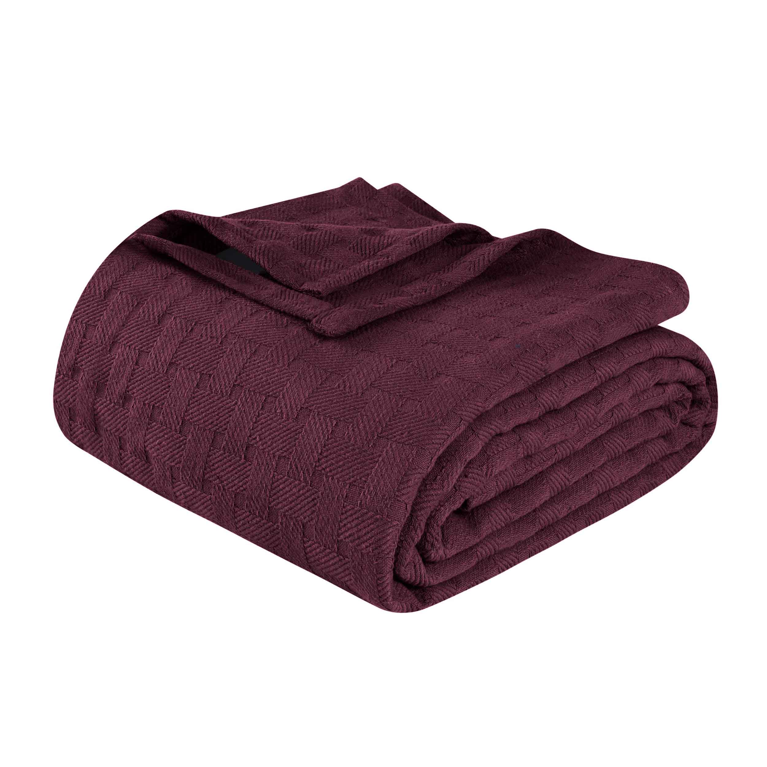 Soft Basketweave All-Season Cotton Bed Blanket & Sofa Throw - Lightweight Breathable Blanket for Bedroom, Living Room, Travel and Outdoor Use