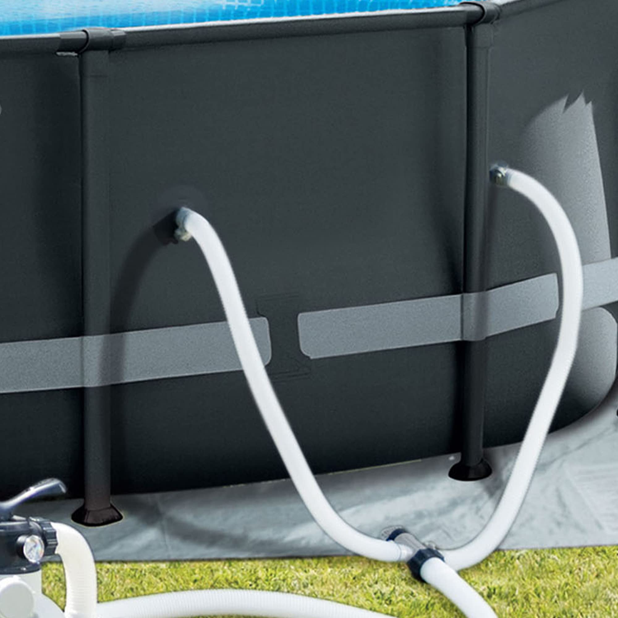 Intex Above Ground Pool Sand Filter Pump with Replacement Hose, Digital Timer & Hydro Aeration Technology - Outdoor Swimming Pool Maintenance & Backyard Water Filtration System