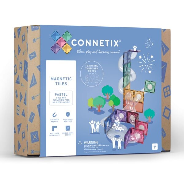 Connetix Magnetic Tiles Pastel Ball Run 80 Piece Pack - STEM Educational Building Toys for Kids, Creative Construction Playset for Indoor & Outdoor Fun