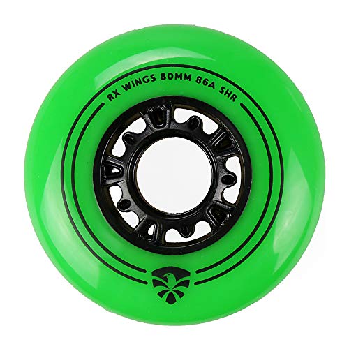 RX Wings II Inline Skate Wheels 80mm 85A - 4 Pack High Performance Rollerblade Wheels for Outdoor & Indoor Skating, Fitness, Speed Skating & Aggressive Inline