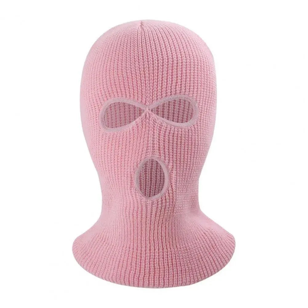 3 Hole Knit Ski Mask Balaclava - Winter Full Face Cover with Heart Embroidery - Thermal Neck Warmer for Cycling, Skiing & Outdoor Activities - Y2K Fashion Face Mask for Cold Weather Protection