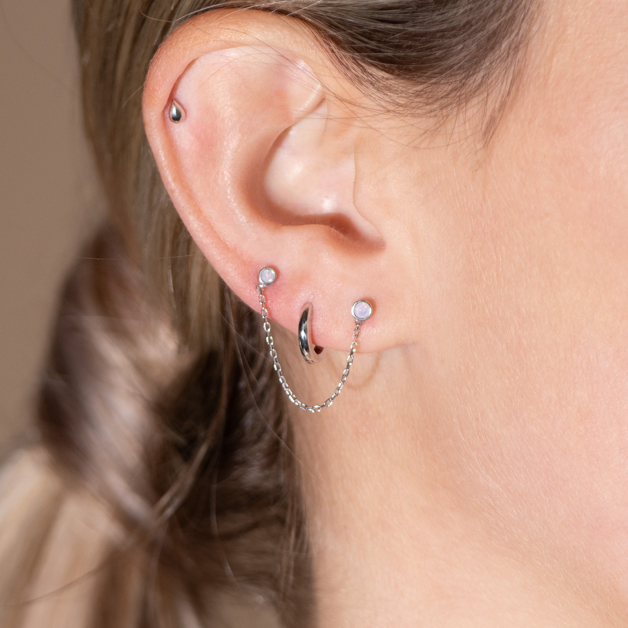 14K White Gold Round Pink Opal Flat Back Stud Earrings - Bezel Set Gemstone Jewelry for Women, Gift for Her, Birthday, Anniversary, Valentine's Day