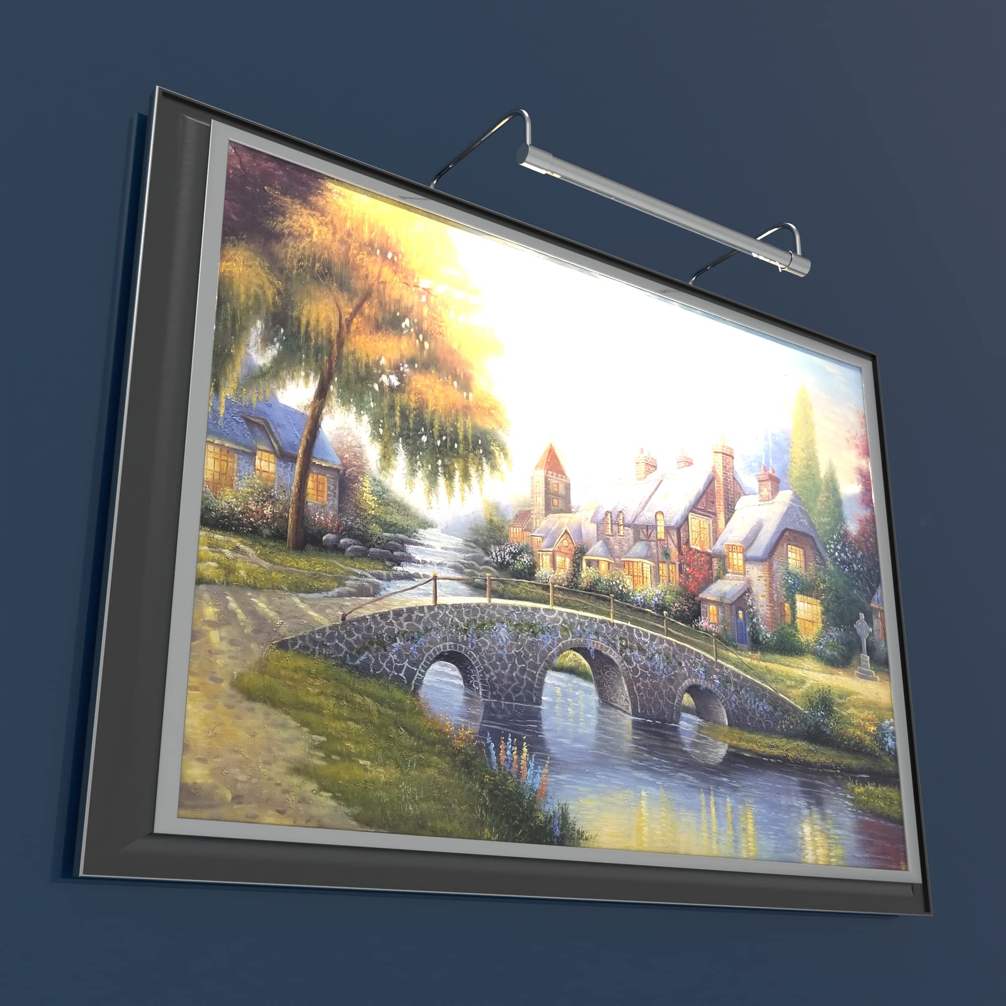 Cocoweb 16 Inch Tru-Slim LED Picture Light - Chrome Finish with Plug-in Adapter & Remote Control - Perfect for Artwork, Paintings, and Wall Decor Illumination