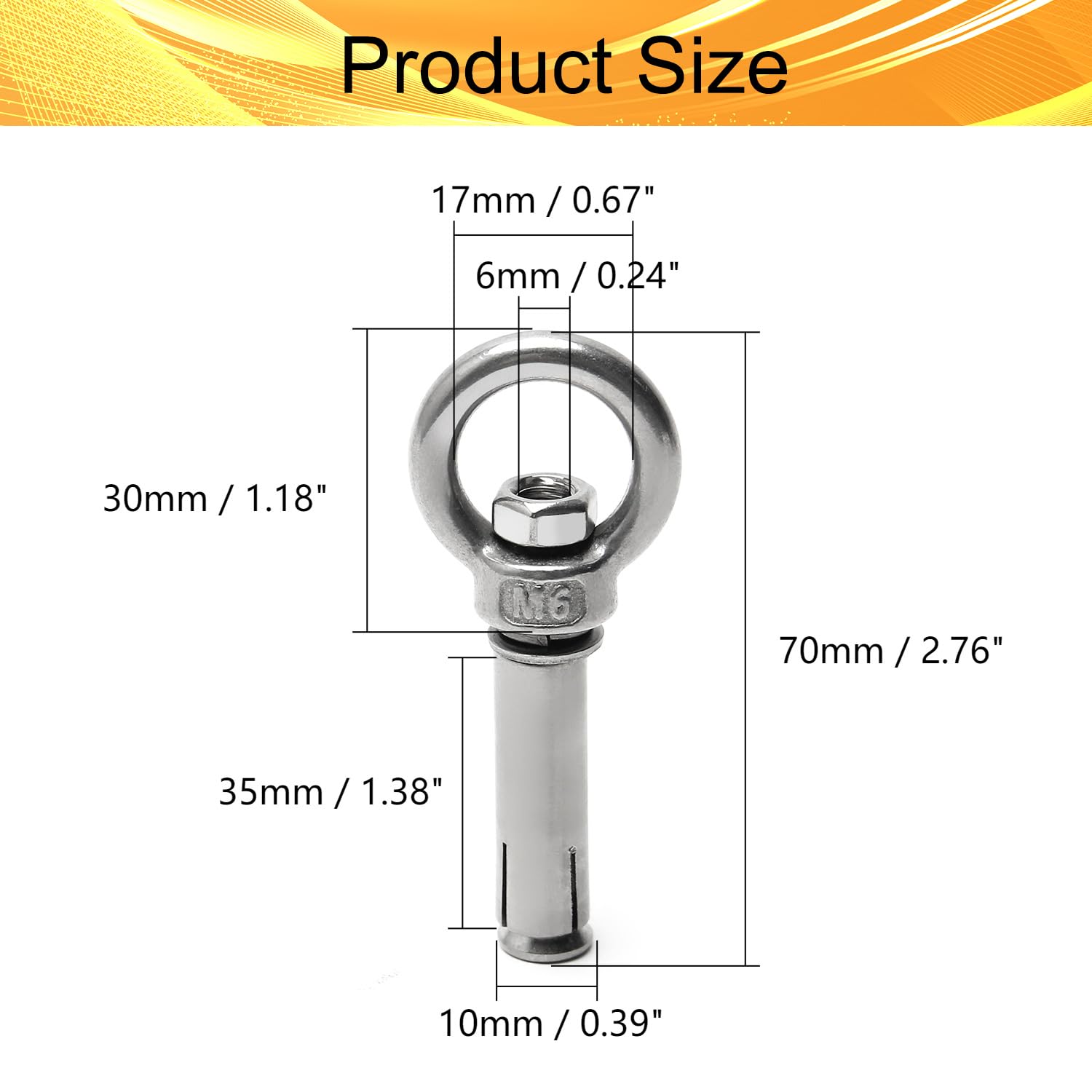 5PCS Heavy Duty Stainless Steel Expansion Bolts M6x50mm for Concrete Walls & Bricks - Secure Hanging & Mounting