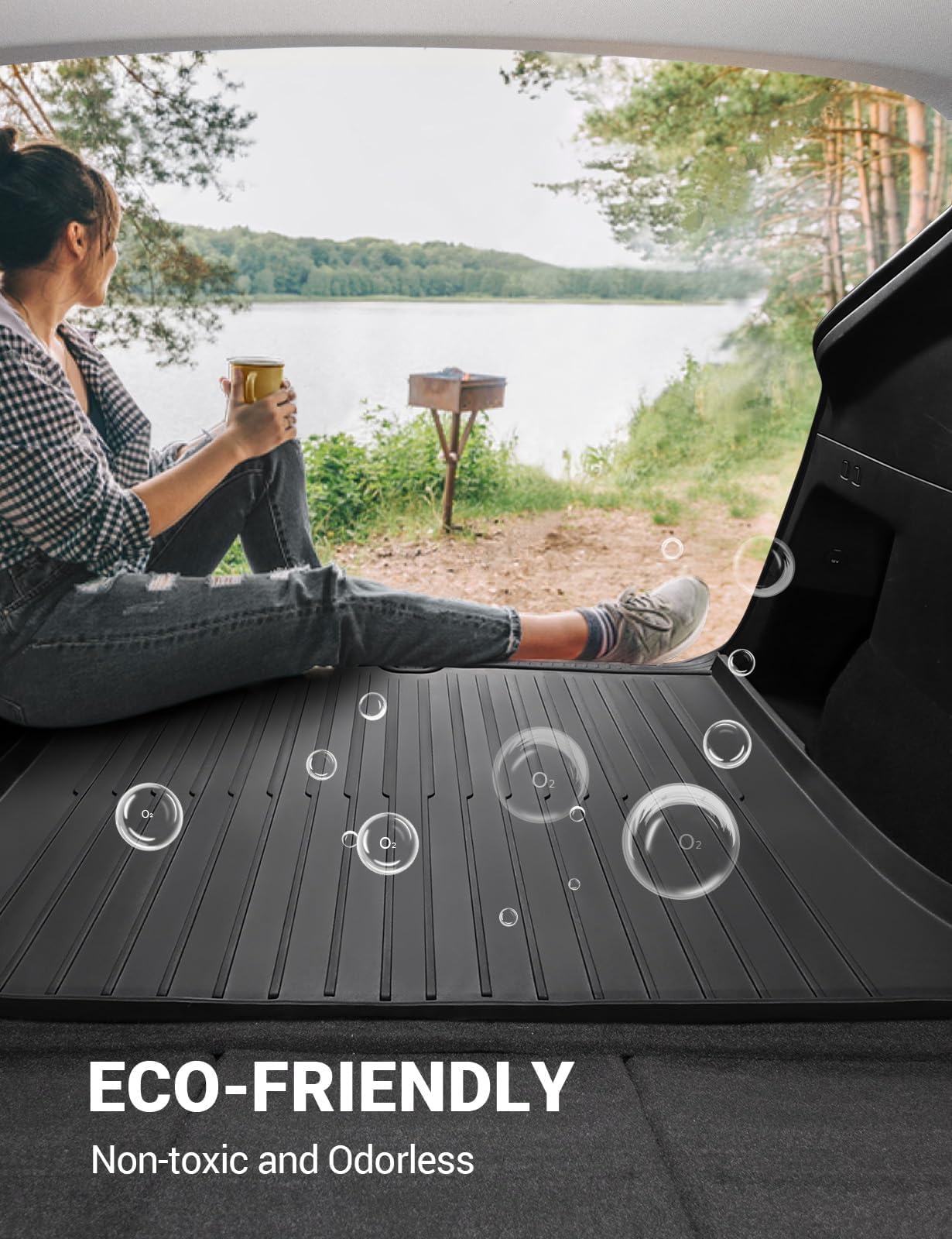BASENOR 2025 Tesla Model Y All-Weather Waterproof Trunk Mat & Cargo Liner Set - TPE Anti-Slip Rear Trunk Mat, Frunk Liner & 2nd Row Seat Back Protector - Interior Accessories for Tesla Model Y 2020-2024 | Perfect for Road Trips, Camping & Daily Protection