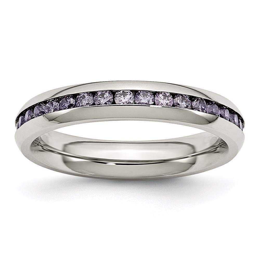 4mm Purple CZ Ring for Women - Stainless Steel Jewelry Gift for Her - Perfect for Valentine's Day