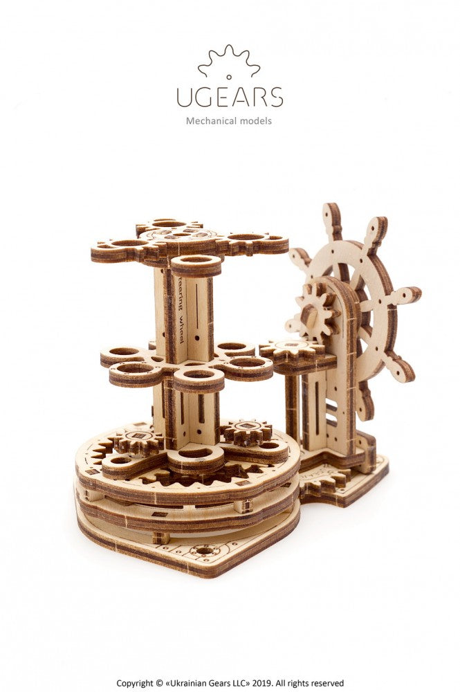 UGears Wooden Wheel Organizer & Pen Holder - 3D Puzzle Mechanical Desk Organizer for Office, School, Workshop | Perfect for Pencils, Markers, Tools Storage & DIY Gift Idea
