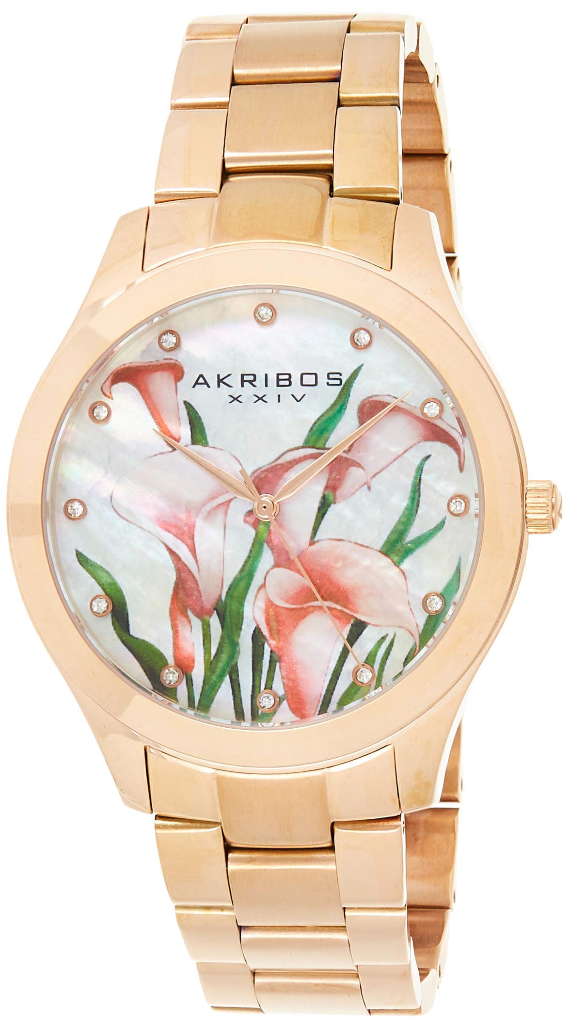 Akribos XXIV Women's Luxury Watch with Genuine Swarovski Crystals & Mother-of-Pearl Dial - Stainless Steel Bracelet Dress Watch for Women - Perfect for Formal Events, Weddings & Special Occasions - AK953