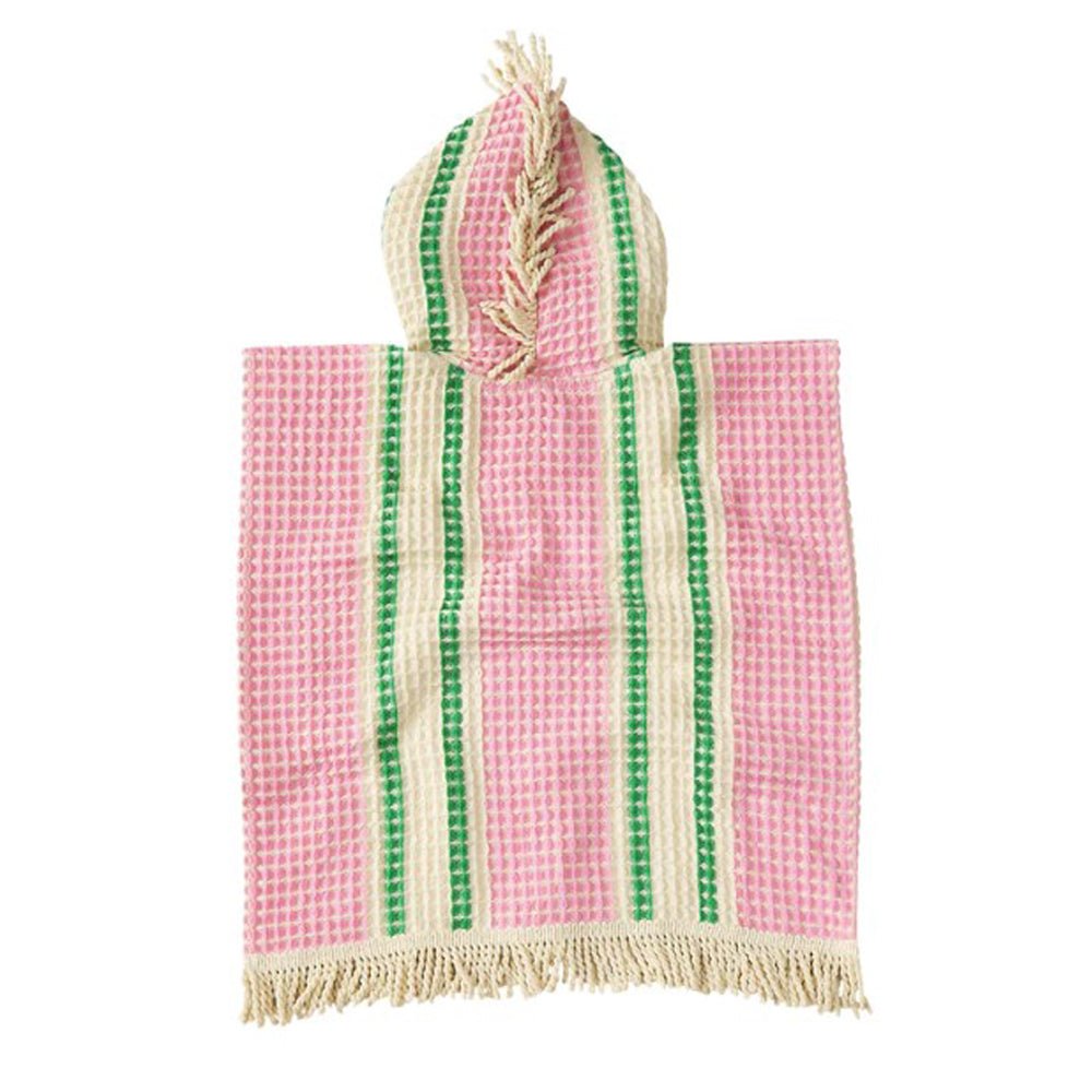Tishy Waffle Hooded Towel for Baby & Kids - Soft & Absorbent Dahlia Pattern - Perfect for Bath Time, Beach & Pool Days