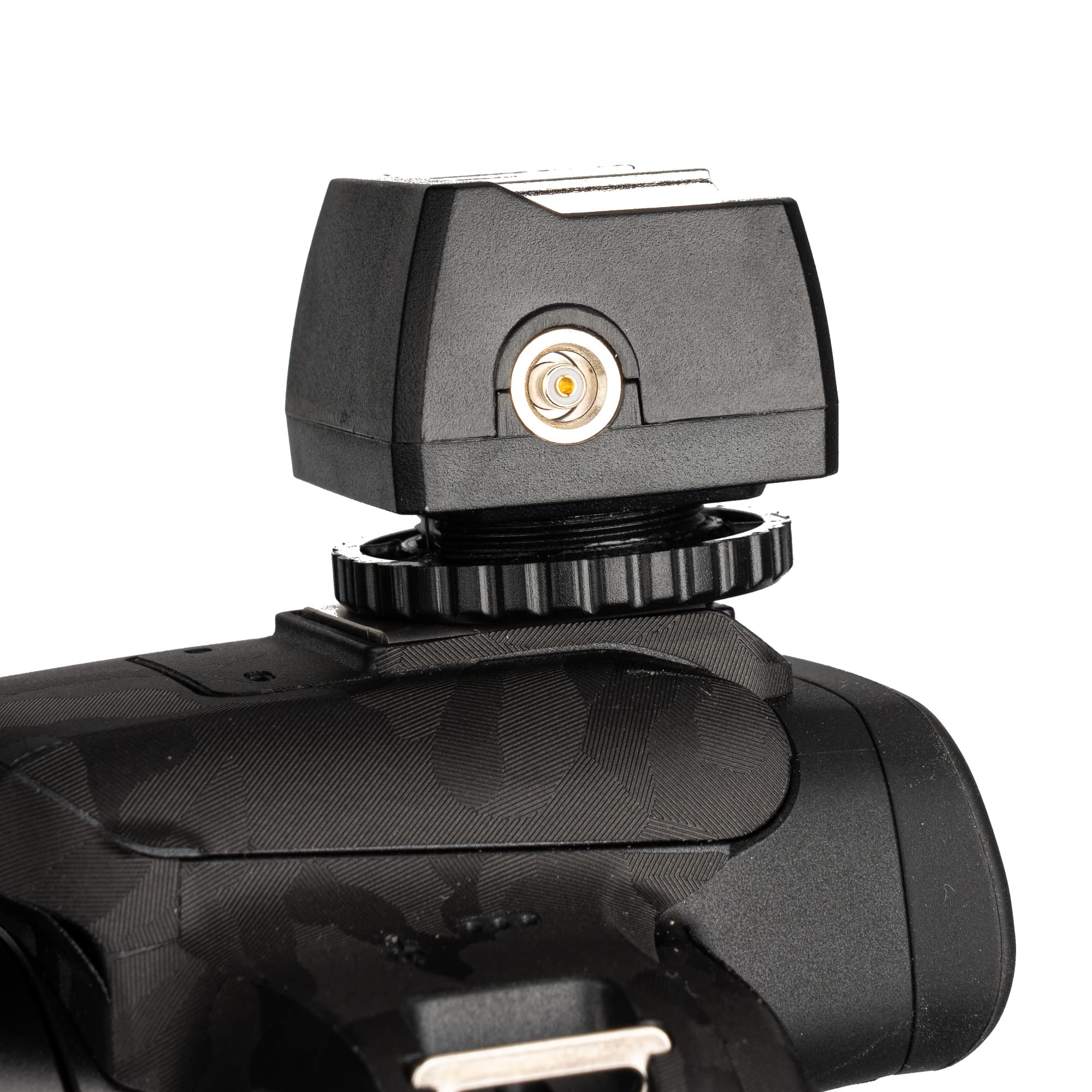 JJC Hot Shoe Adapter with PC Sync & 3.5mm Port for Off-Camera Flash & Studio Lights - Perfect for Photography & Videography