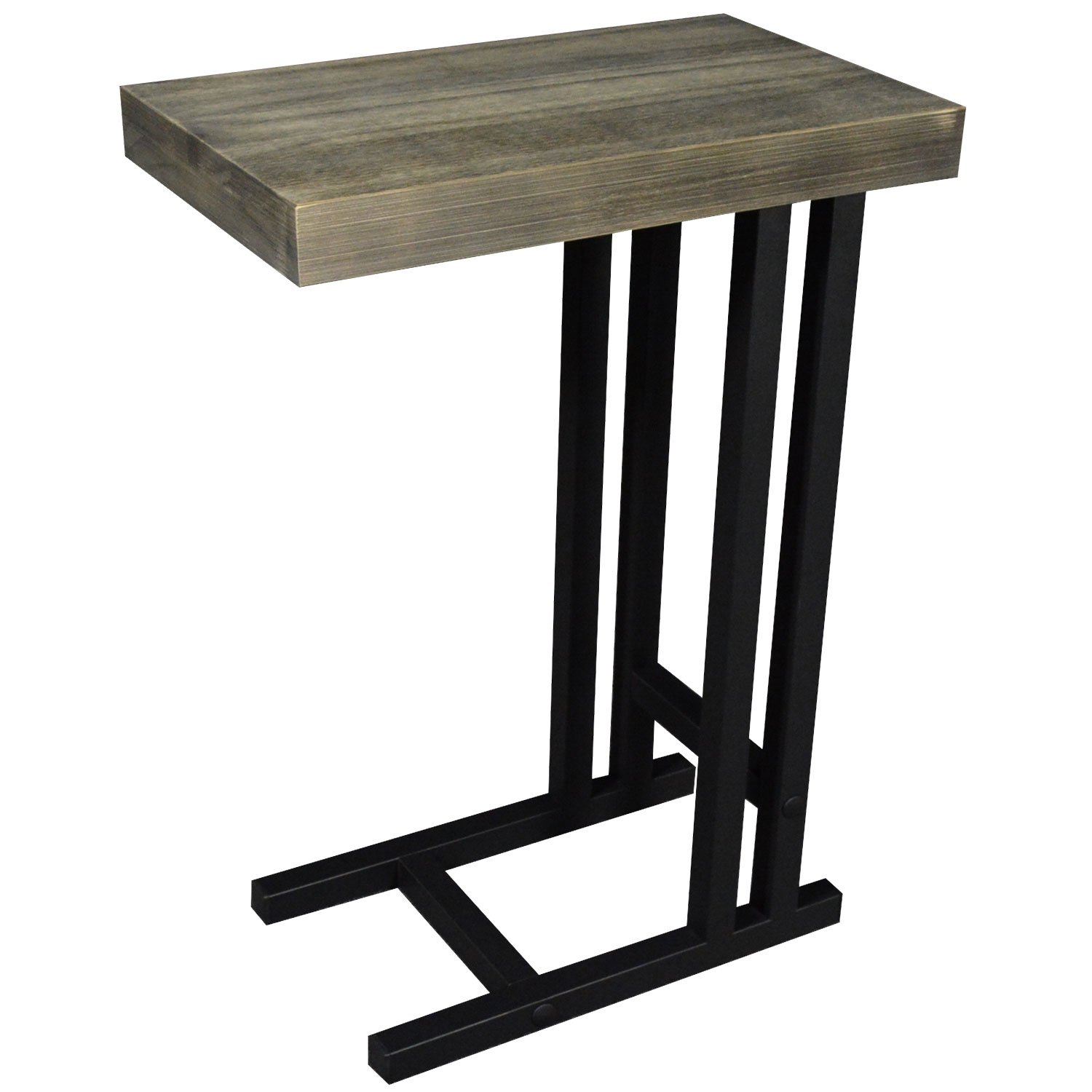 Alex C Table - Solid Wood Top with Black Welded Steel | End Table, Nightstand, Laptop Stand | Perfect for Living Room, Bedroom & Home Office Use