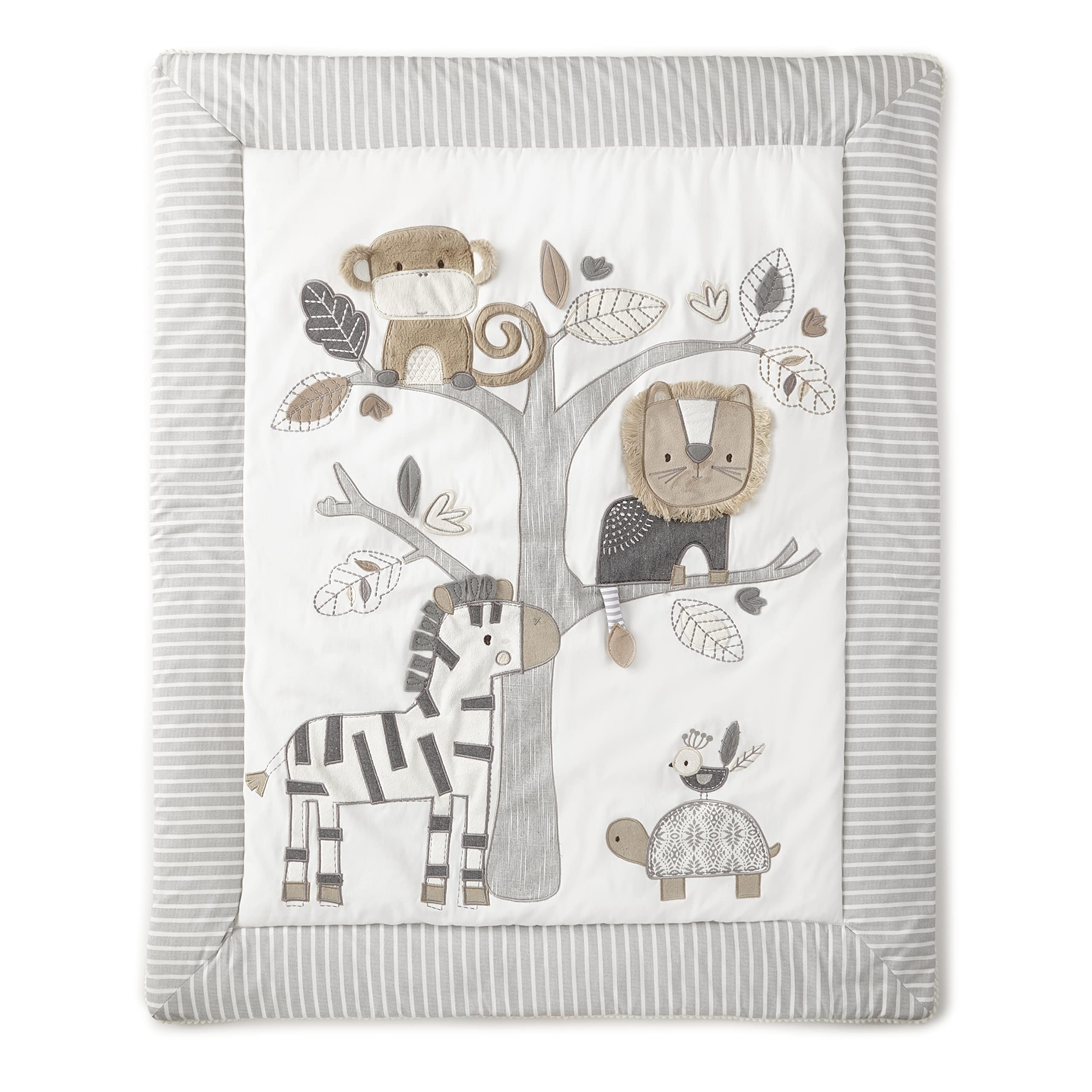 Levtex Baby Kenya 5-Piece Jungle Animal Nursery Bedding Set - Grey & Taupe - Reversible Quilt, Fitted Sheet, Dust Ruffle, Hamper & Wall Decals - Perfect for Baby Shower Gifts & Nursery Decor
