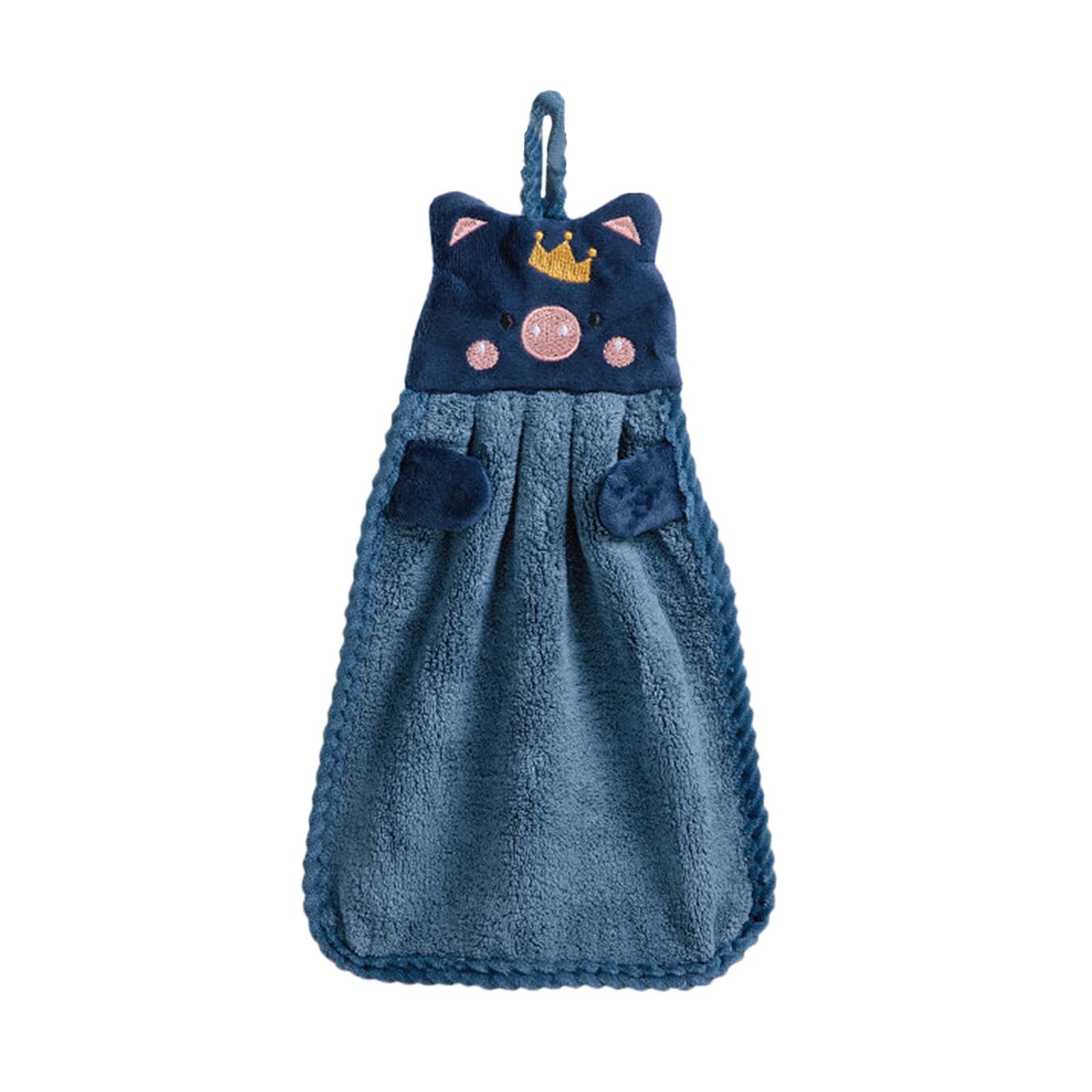 Cute Absorbent Little Pig Kitchen Towel - Soft Hand & Dish Towel for Kids, Household Cleaning, and Kitchen Scrub (Blue, One Size) - Perfect for Bathroom, Kitchen, and Children's Room Decor