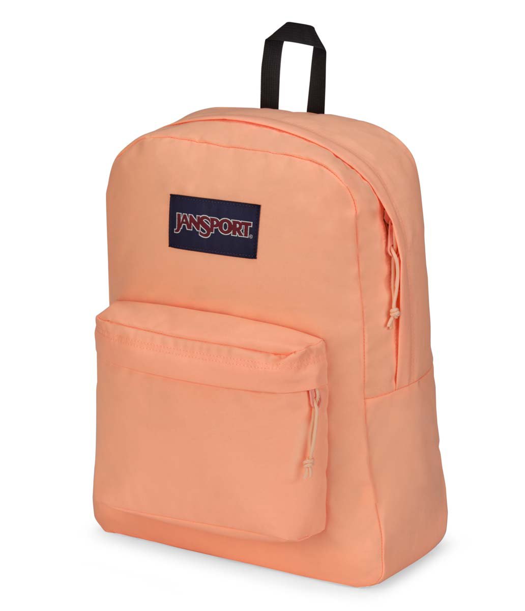 JanSport SuperBreak Plus Backpack - Lightweight Laptop Backpack for School & Travel, Durable Peach Neon Color, Perfect for College Students & Commuters | Water-Resistant & Spacious Design