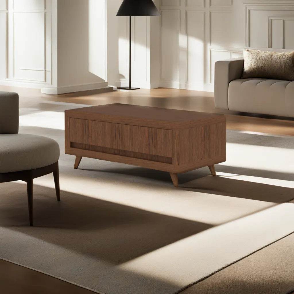Handcrafted Madeleine Solid Wood Coffee Table - Modern Living Room Centerpiece for Home Decor & Relaxation