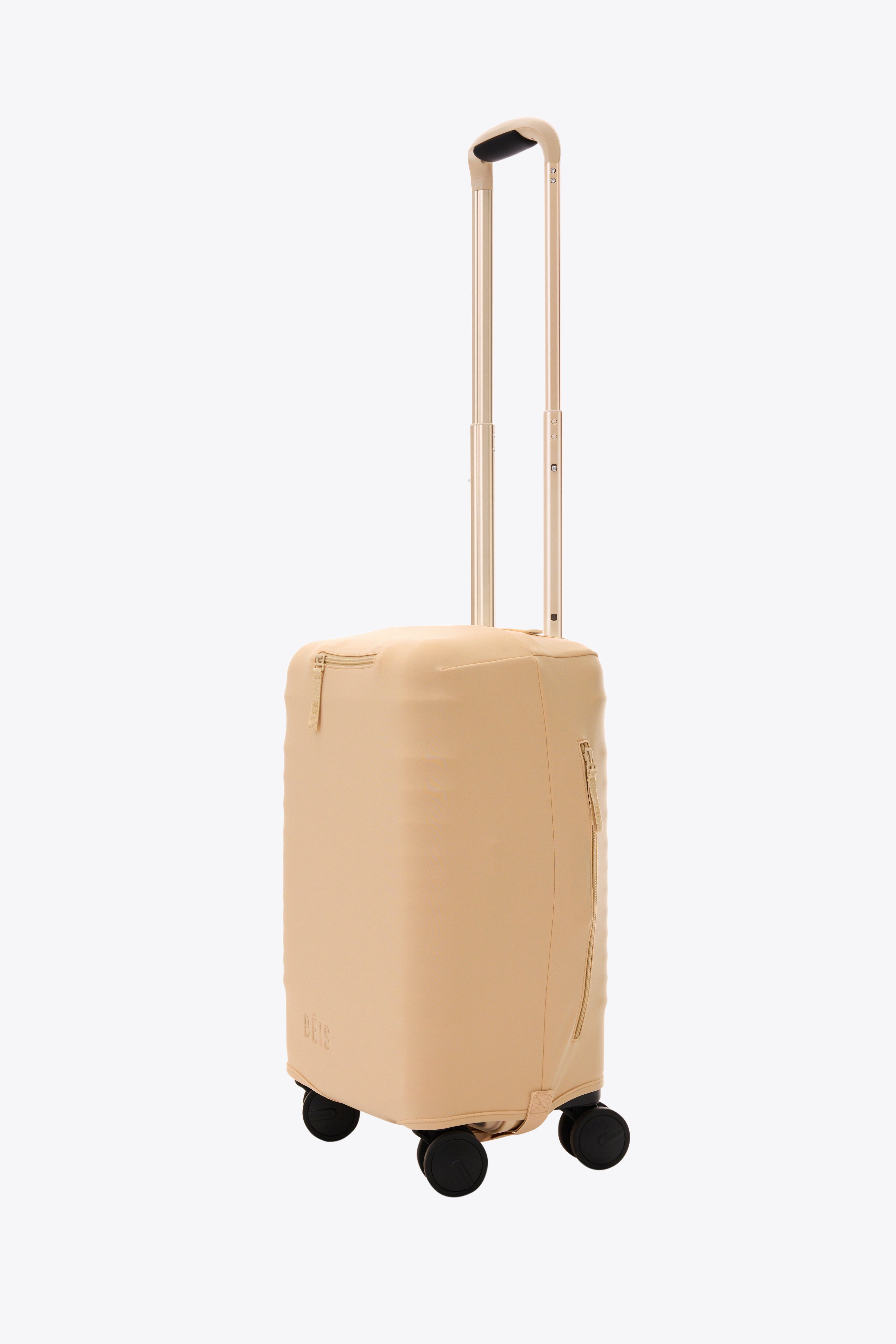 Beige Small Carry On Luggage Cover - Waterproof & Lightweight Travel Suitcase Protector for Airplane, Business Trips & Weekend Getaways
