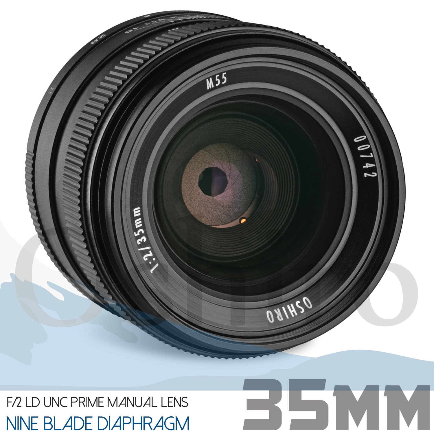 Oshiro 35mm f/2 LD UNC AL Wide Angle Prime Lens for Sony E-Mount FE Mirrorless Cameras + Opteka 55mm 10x HD II Macro Lens Bundle with Accessories (6 Items) - Perfect for Portrait, Street & Macro Photography on Sony A7, A9 Series