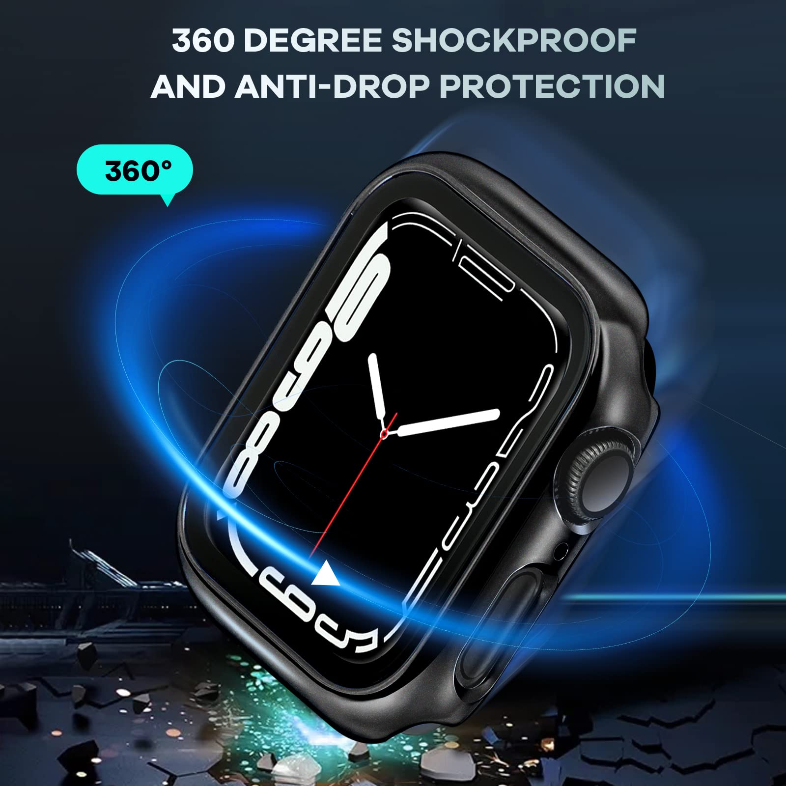 ORIbox Hard PC Case with Tempered Glass Screen Protector for Apple Watch Series 6/5/4/SE - Ultra-Thin HD Bumper Protective Cover (Black) - Perfect for Workouts, Outdoor Activities & Daily Use