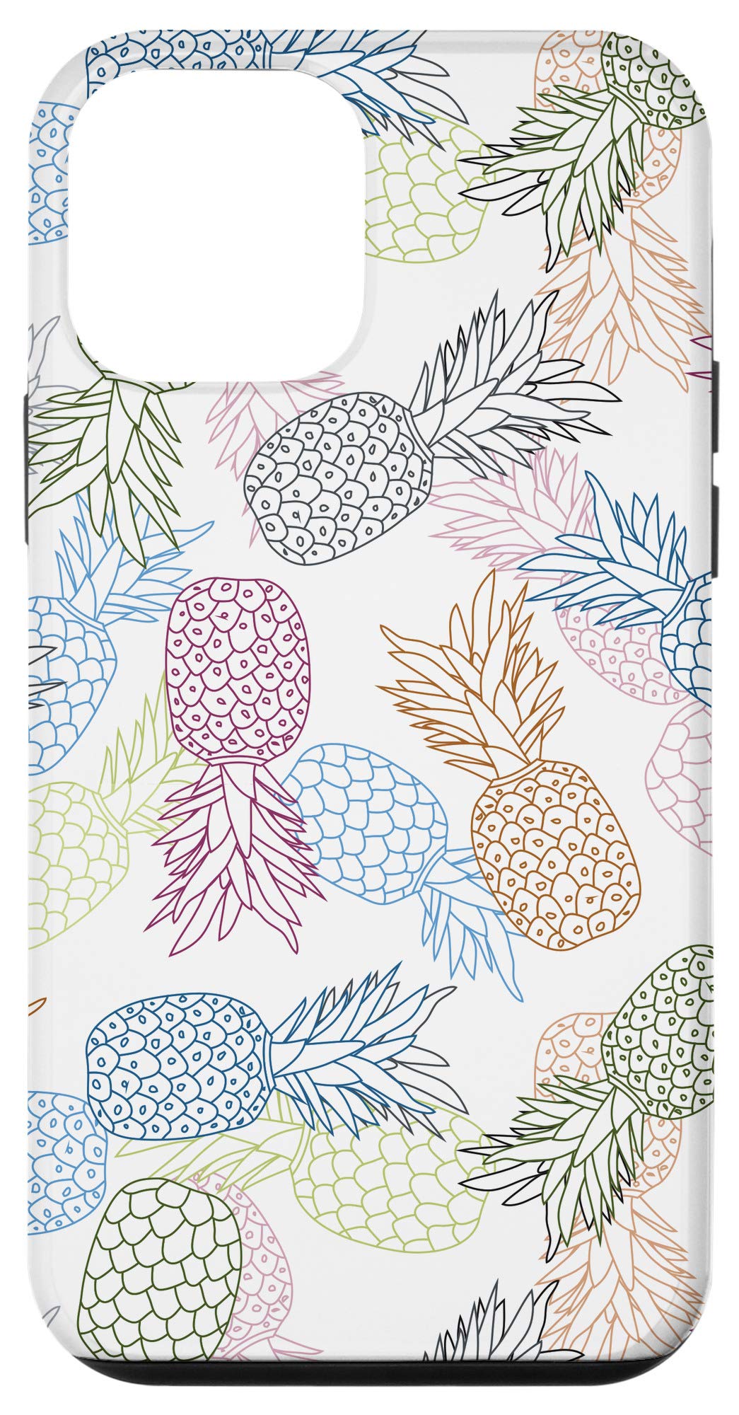 iPhone 12 Mini Case - White Pineapple Plant Design with Rainbow Fruit Colors | Durable Protective Cover for iPhone 12 Mini | Perfect for Beach Vacations, Summer Outings & Hawaiian Theme Parties