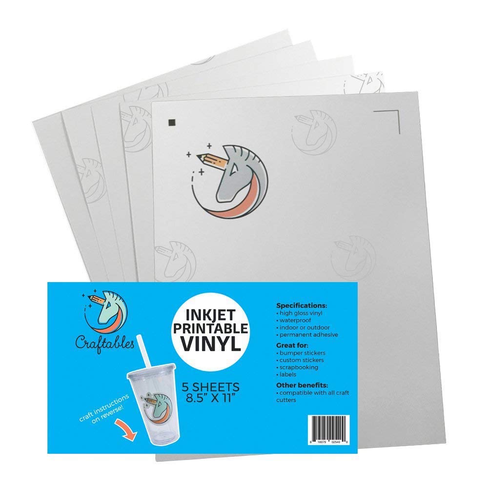 Waterproof Inkjet Sticker Paper - 5 Printable Sheets for DIY Crafts, Labels & Decals | Perfect for Scrapbooking, Home Organization & Product Branding
