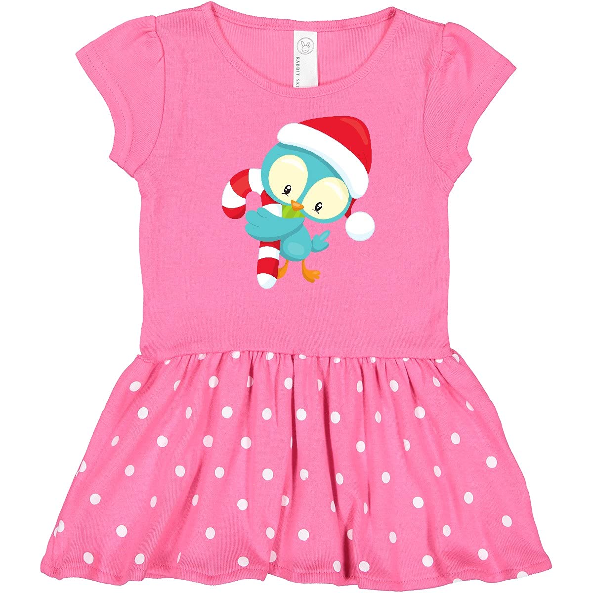 Inktastic Christmas Bird Baby Dress - Cute Santa Hat & Candy Cane Design - Holiday Outfit for Infants - Perfect for Christmas Photos & Family Gatherings