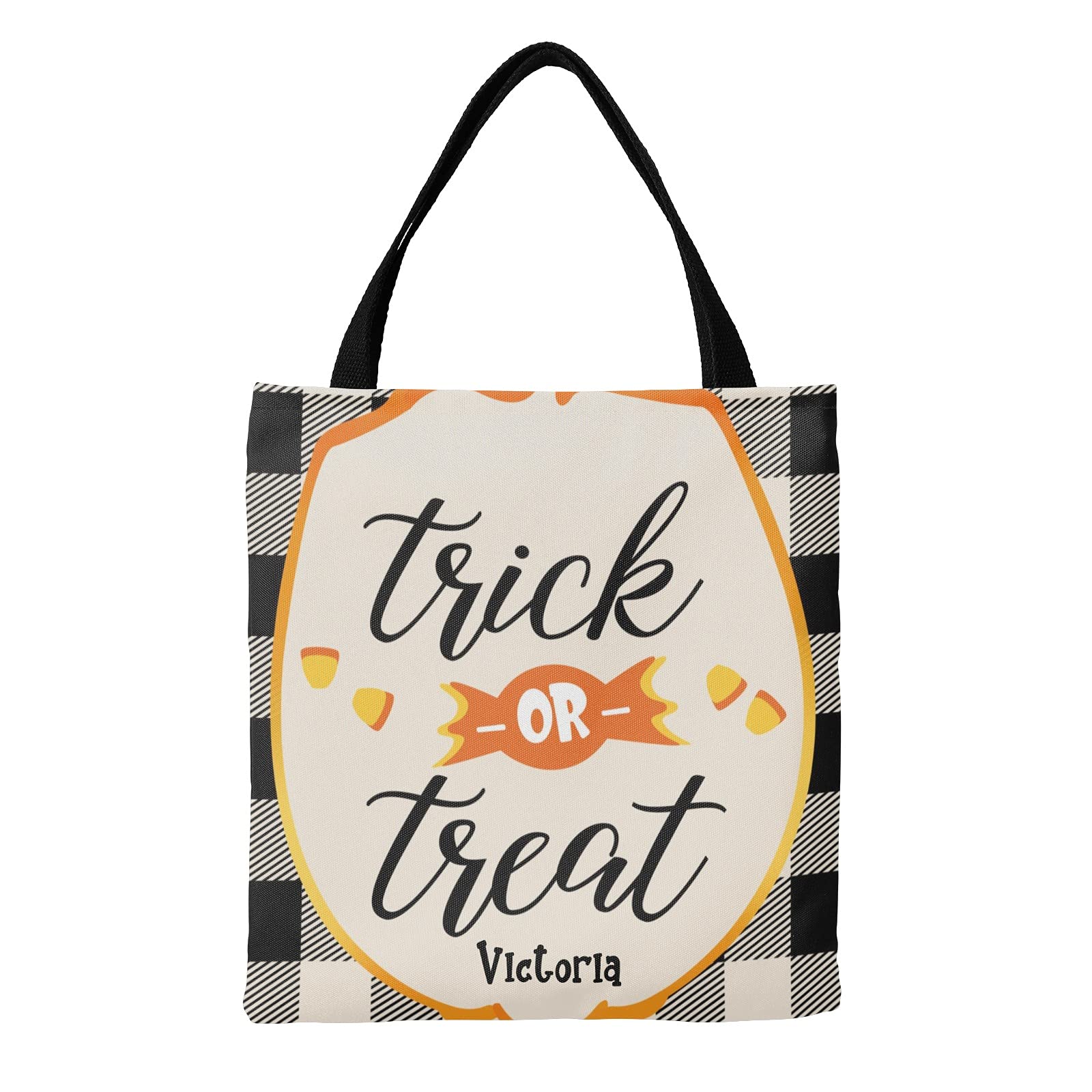 Halloween Pumpkin & Cats Personalized Canvas Tote Bags - Reusable Shopping Bags for Women, Eco-Friendly Grocery Tote for Travel, School & Work - Cute Halloween Gift Idea for Cat Lovers