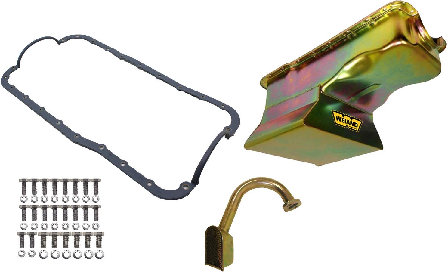 WEIAND Fabricated Oil Pan Kit - 7 Quart Capacity, Gold Zinc Finish, 9