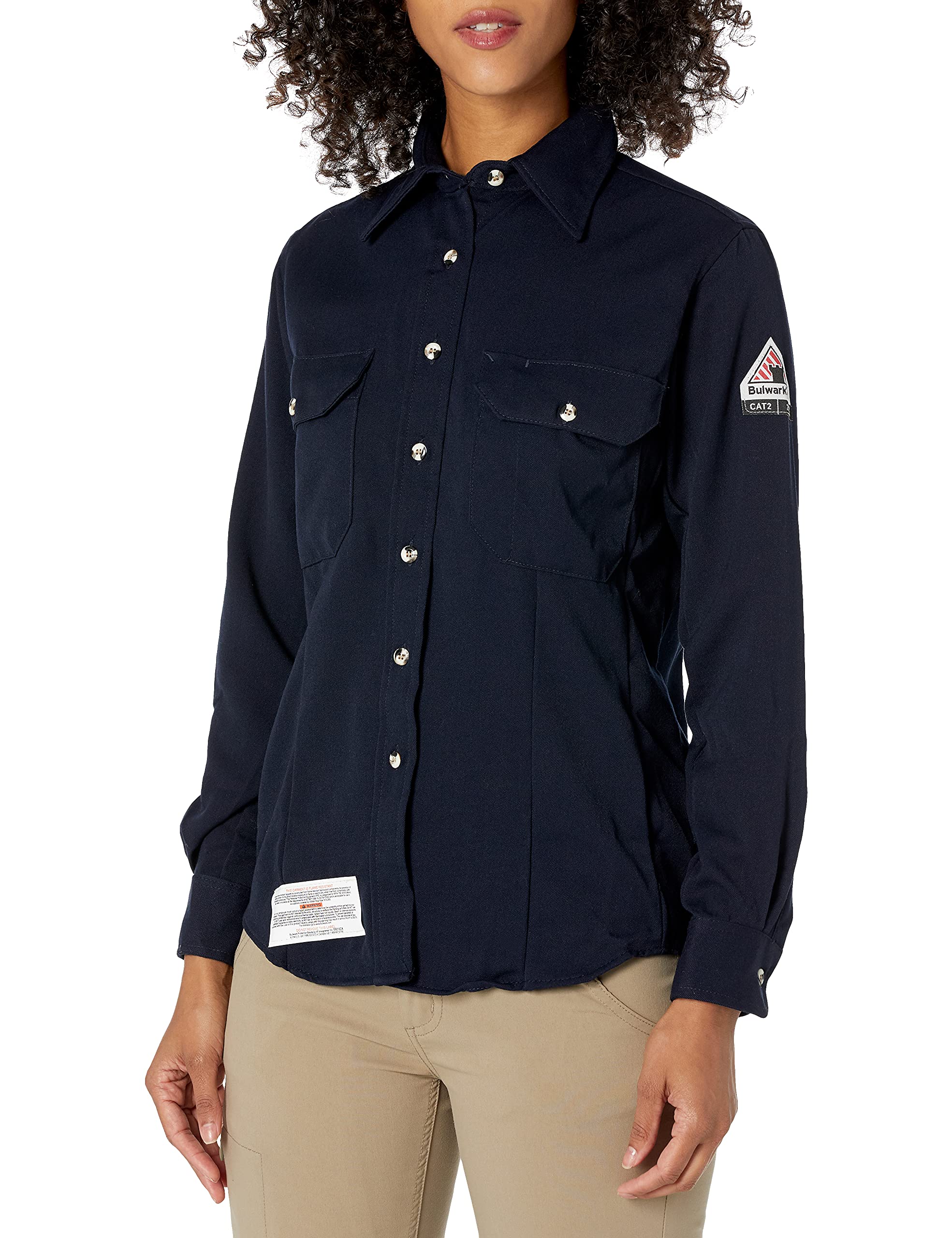 Bulwark FR Women's Midweight Flame Resistant Dress Uniform Shirt CAT 2 - Perfect for Industrial Work, Safety Compliance & Professional Uniforms