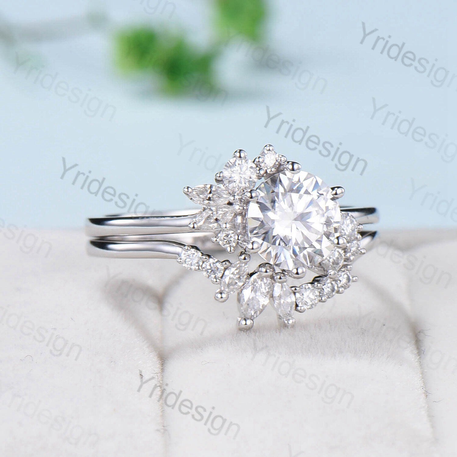 7mm Round Brilliant Cut Lab Grown Diamond Engagement Ring Set with IGI Certificate - Snowflake Design Wedding Band for Women, Promise Gift for Anniversary, Proposal & Special Occasions