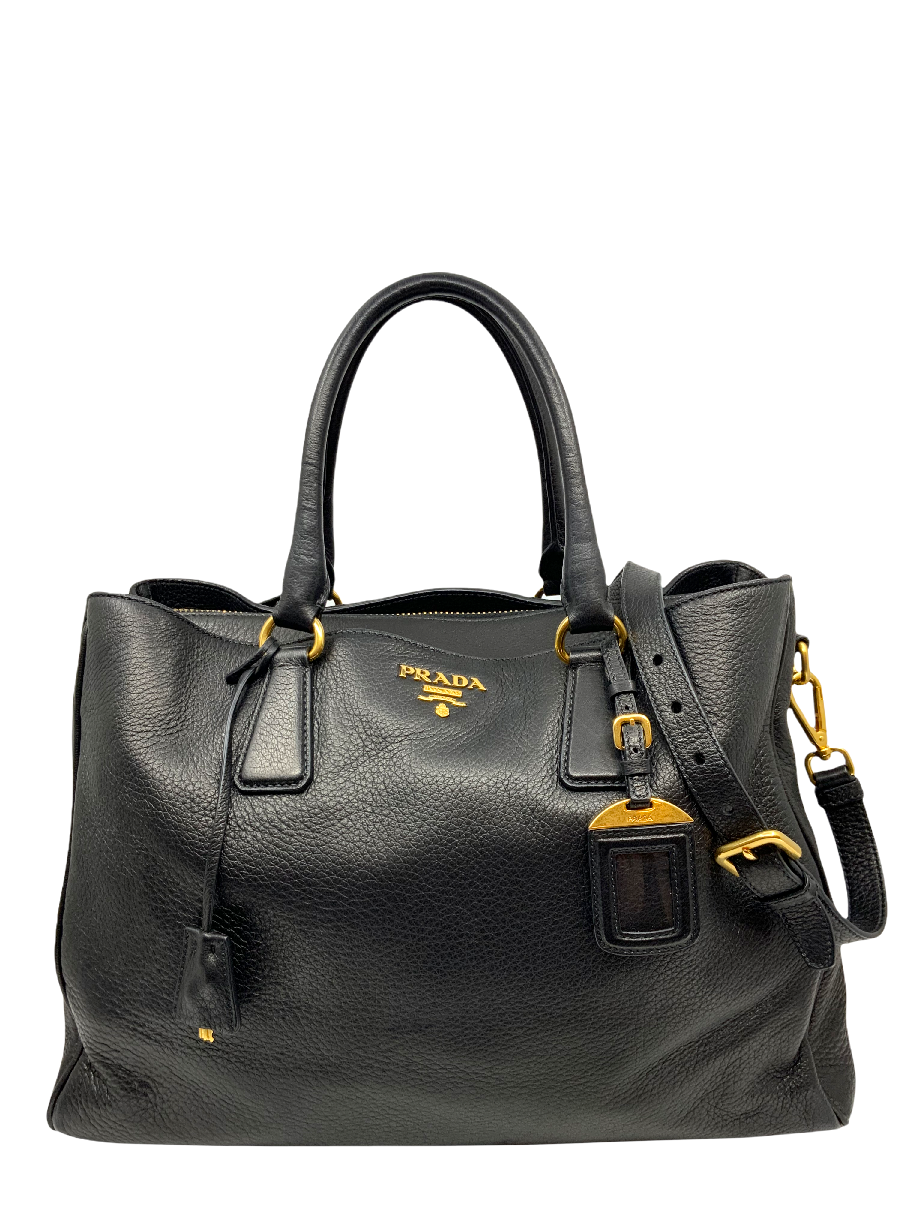 Prada Cervo Deerskin Tote Bag with Adjustable Shoulder Strap - Luxury Leather Handbag for Women, Perfect for Work, Travel & Everyday Use