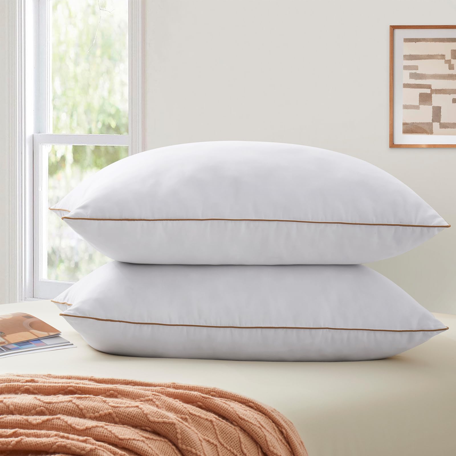 Premium Bafode Goose Feather Pillows - King Size Set of 2 (20x36 Inches) | Ultra Soft Down Alternative Bed Pillows for Hotel-Like Comfort | Perfect for Side Sleepers, Back Sleepers & Luxury Bedding