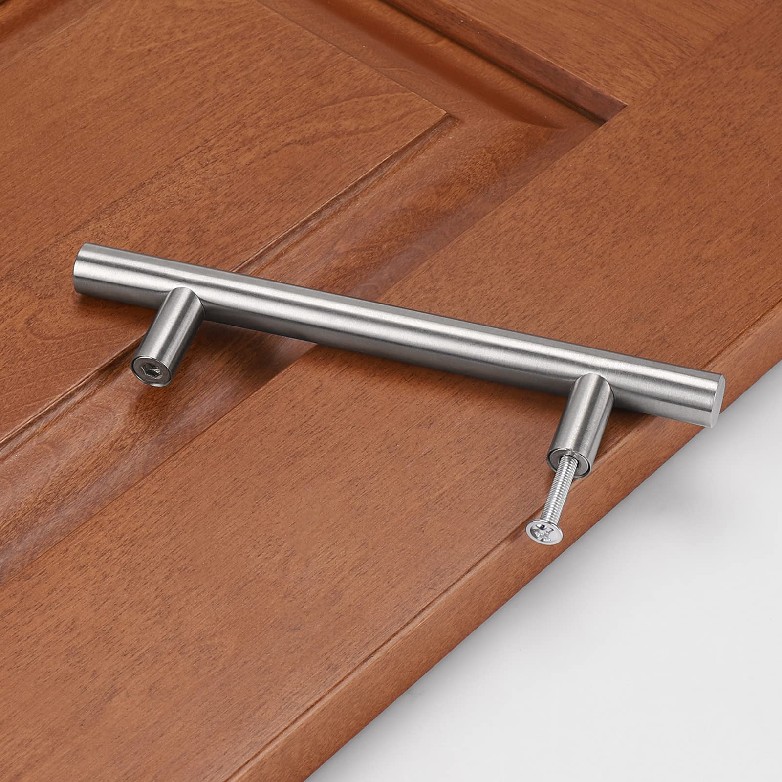 20 Pack 4 Inch Brushed Nickel Cabinet Handles & Drawer Pulls - Stainless Steel T Bar Hardware for Modern Kitchen Cabinets, Dressers & Furniture (Perfect for Home Renovation & DIY Projects)
