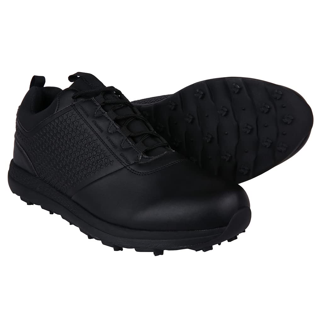 Ram Golf Accubar Men's Golf Shoes - Black, Size 9.5 | Durable & Comfortable for Golf Courses & Driving Ranges