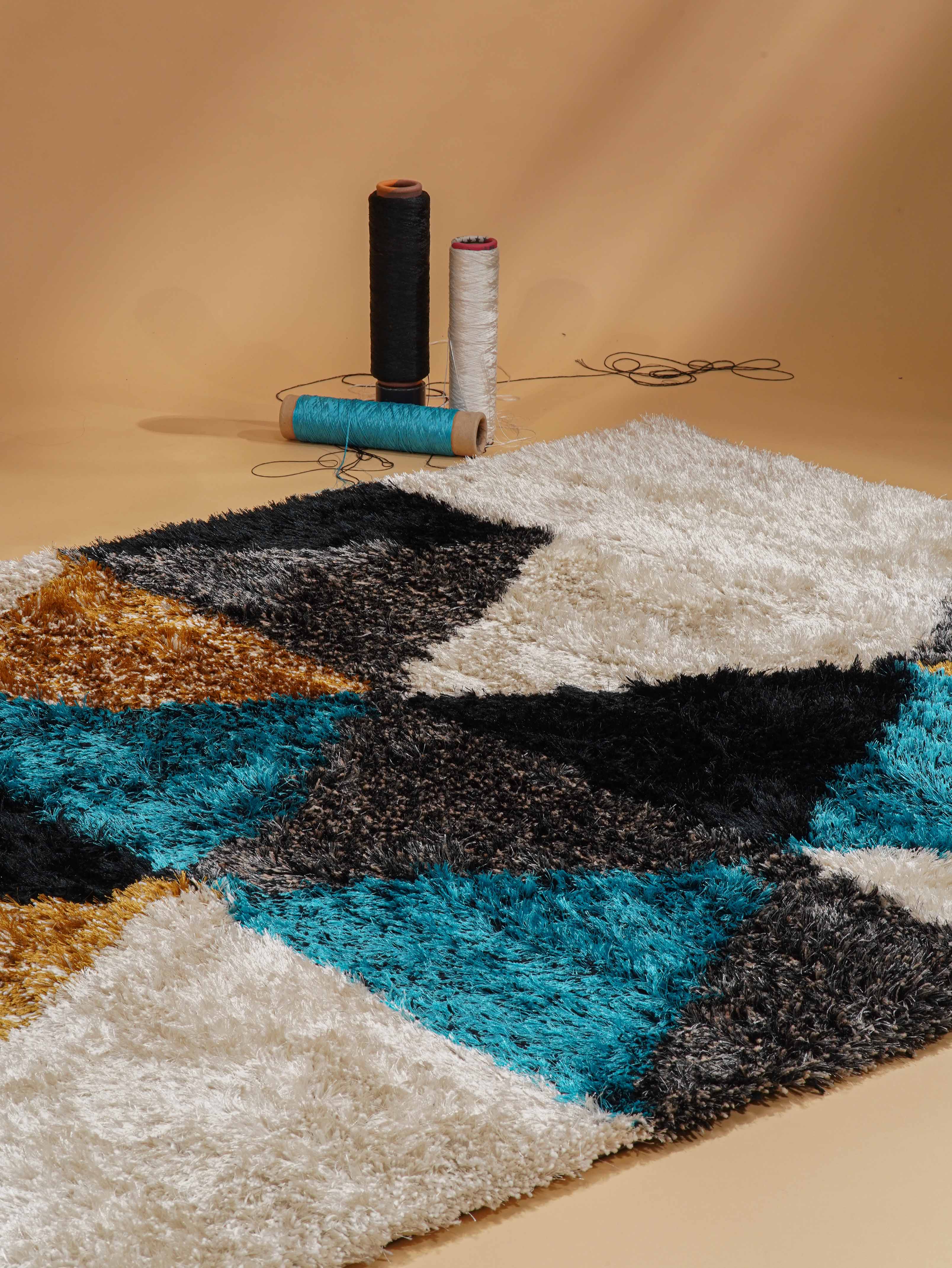 Handmade Diagonal Hand Tufted Wool Area Rug - Soft Non-Slip Living Room Carpet for Bedroom, Dining Room, Home Decor