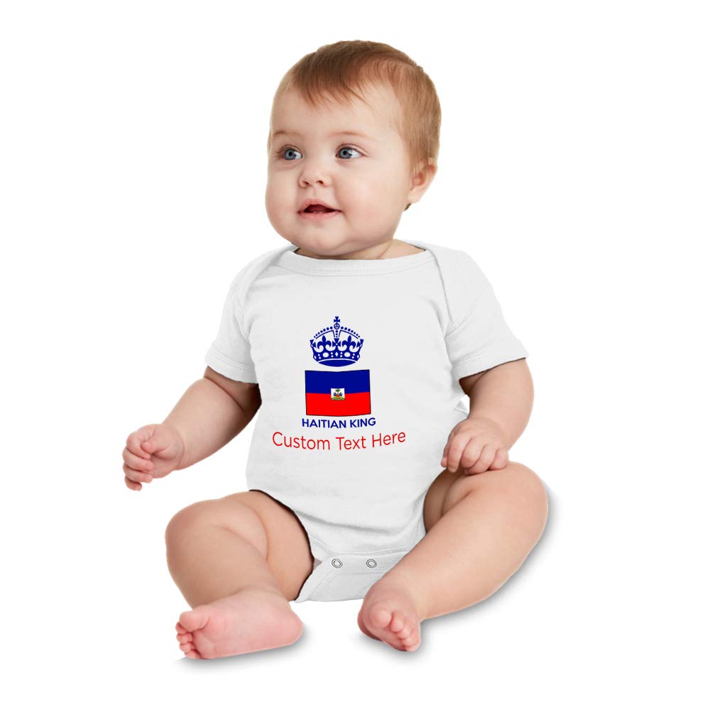 Custom Haitian King Crown Baby Bodysuit - Funny Cotton Bodysuit for Boys & Girls | Perfect for Birthday Parties, Photoshoots & Family Events